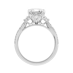 14K WHITE GOLD 2 1/2CT ROUND/CUSHION/BAGUETTE DIAMOND LADIES RING (CENTER STONE CUSHION DIAMOND 2CT)