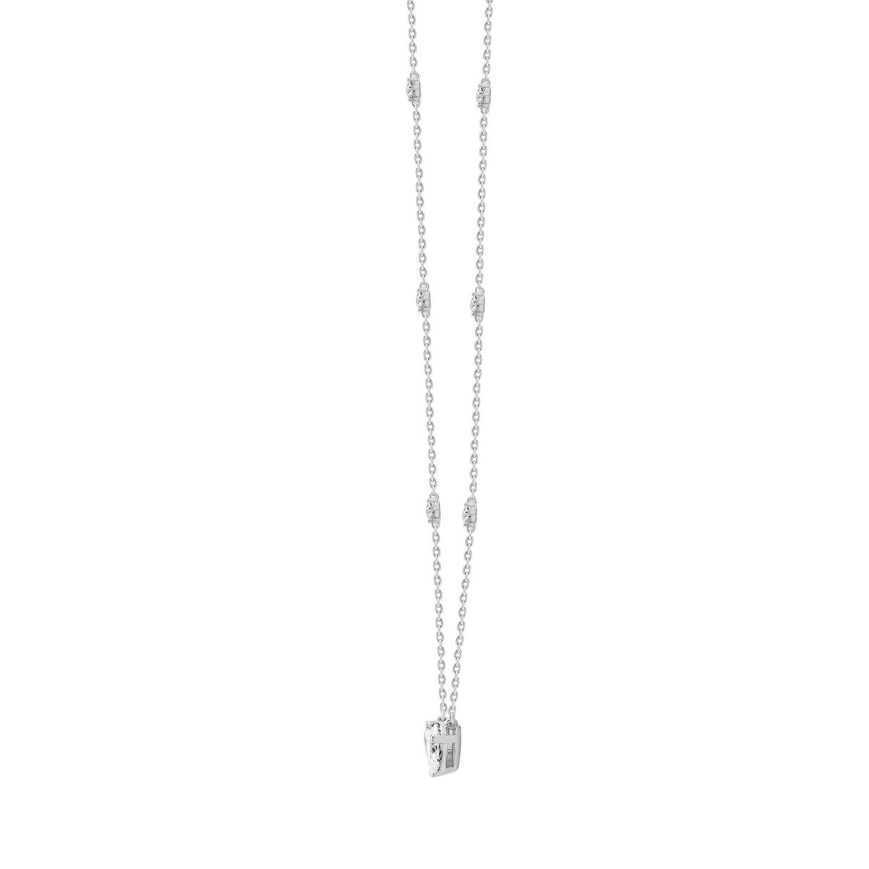 14K WHITE GOLD 2.00CT ROUND/PEAR DIAMOND LADIES NECKLACE