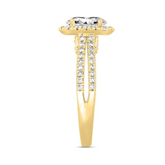 14K YELLOW GOLD 2.00CT ROUND/OVAL DIAMOND LADIES RING (CENTER STONE OVAL DIAMOND 1 1/2CT)