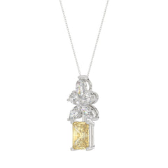 14K WHITE GOLD 2 1/4CT PEAR/MARQUISE/RADIANT DIAMOND LADIES PENDANT WITH CHAIN (CENTER STONE YELLOW RADIANT DIAMOND 1 1/2CT)