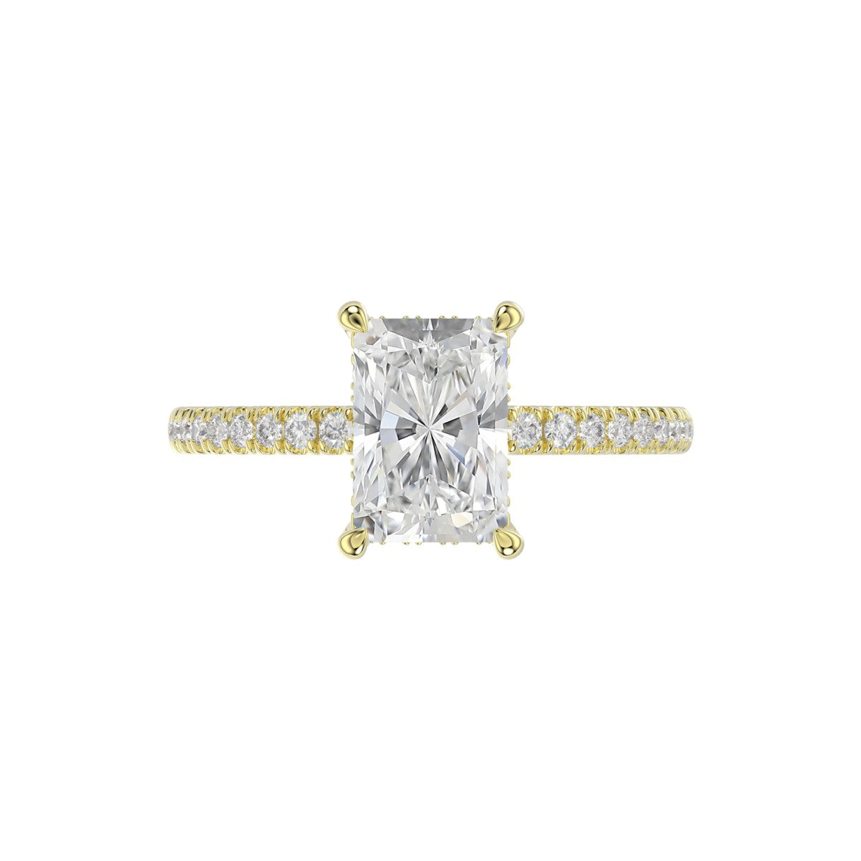 14K YELLOW GOLD 2 1/4CT ROUND/RADIANT DIAMOND LADIES RING (CENTER STONE RADIANT DIAMOND 2CT)