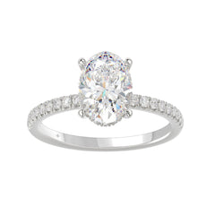 14K WHITE GOLD 2 1/5CT ROUND/OVAL DIAMOND LADIES RING (CENTER STONE OVAL DIAMOND 2CT)
