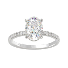 14K WHITE GOLD 2 1/5CT ROUND/OVAL DIAMOND LADIES RING (CENTER STONE OVAL DIAMOND 2CT)