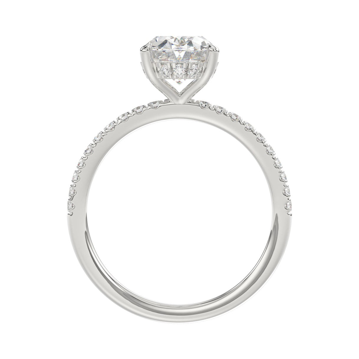 14K WHITE GOLD 2 1/5CT ROUND/OVAL DIAMOND LADIES RING (CENTER STONE OVAL DIAMOND 2CT)