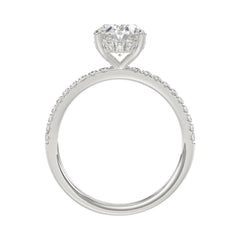 14K WHITE GOLD 2 1/5CT ROUND/OVAL DIAMOND LADIES RING (CENTER STONE OVAL DIAMOND 2CT)