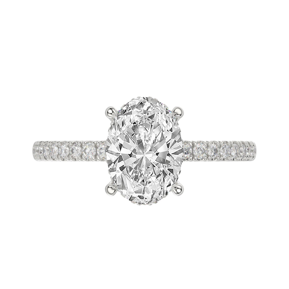 14K WHITE GOLD 2 1/5CT ROUND/OVAL DIAMOND LADIES RING (CENTER STONE OVAL DIAMOND 2CT)