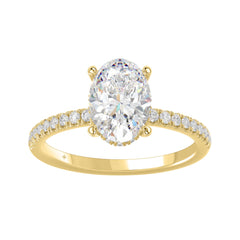 14K YELLOW GOLD 2 1/5CT ROUND/OVAL DIAMOND LADIES RING (CENTER STONE OVAL DIAMOND 2CT)