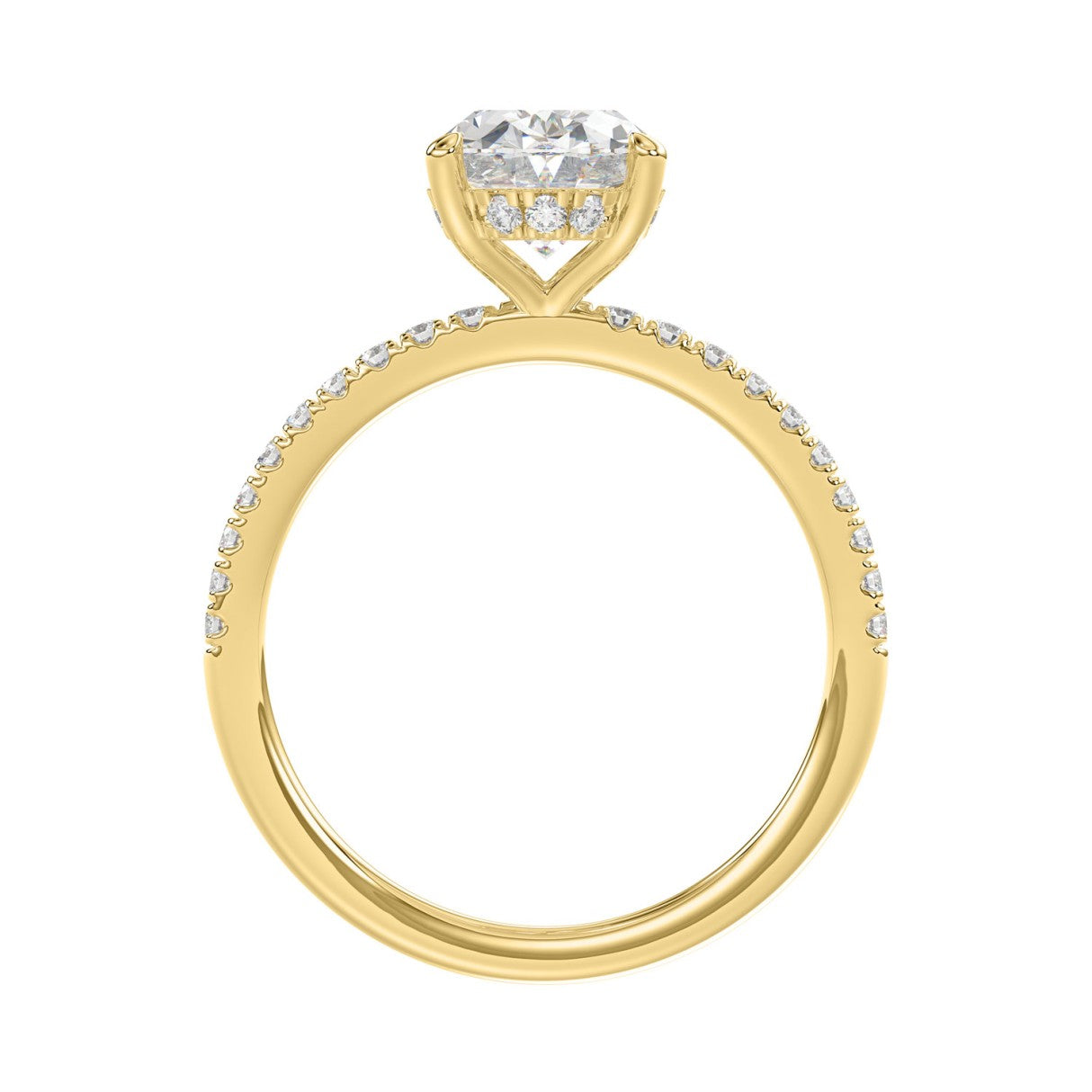 14K YELLOW GOLD 2 1/5CT ROUND/OVAL DIAMOND LADIES RING (CENTER STONE OVAL DIAMOND 2CT)