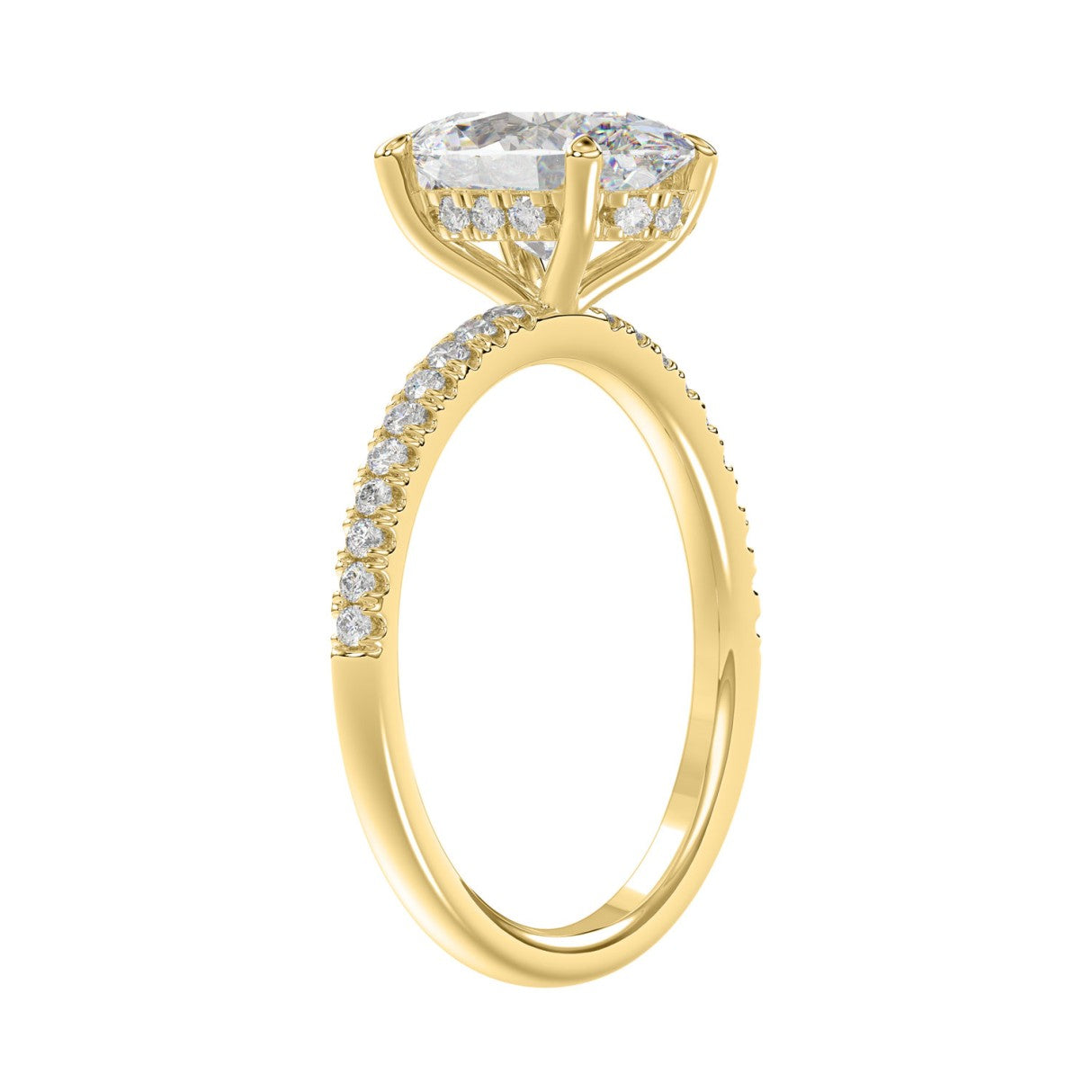 14K YELLOW GOLD 2 1/5CT ROUND/OVAL DIAMOND LADIES RING (CENTER STONE OVAL DIAMOND 2CT)