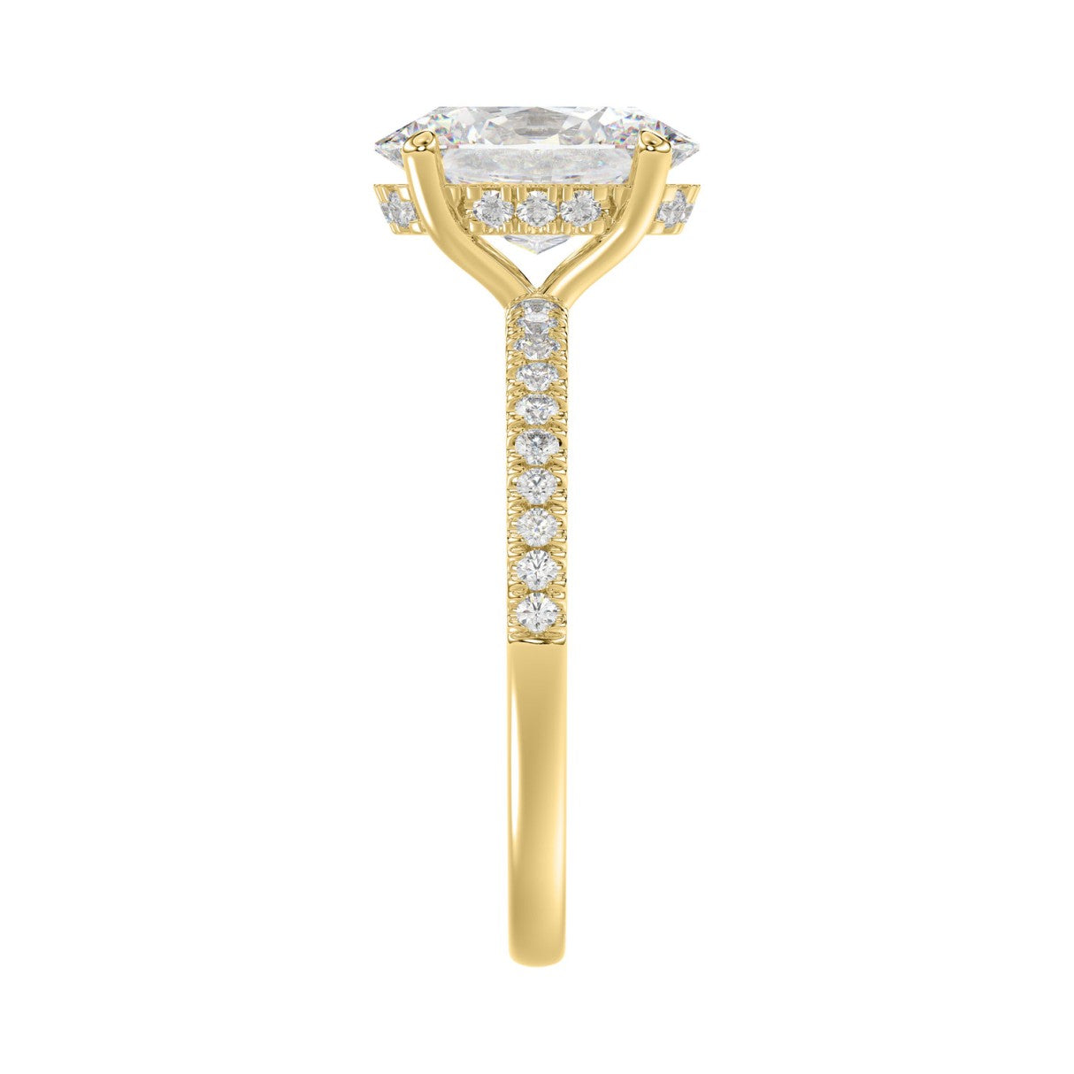 14K YELLOW GOLD 2 1/5CT ROUND/OVAL DIAMOND LADIES RING (CENTER STONE OVAL DIAMOND 2CT)