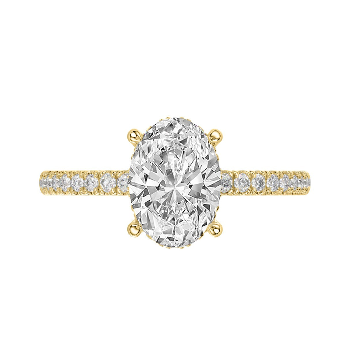 14K YELLOW GOLD 2 1/5CT ROUND/OVAL DIAMOND LADIES RING (CENTER STONE OVAL DIAMOND 2CT)
