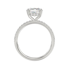 14K WHITE GOLD 2 1/4CT ROUND/CUSHION DIAMOND LADIES RING (CENTER STONE CUSHION DIAMOND 2CT)