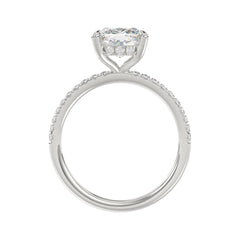 14K WHITE GOLD 2 1/4CT ROUND/CUSHION DIAMOND LADIES RING (CENTER STONE CUSHION DIAMOND 2CT)