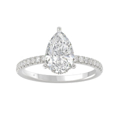 14K WHITE GOLD 2 3/4CT ROUND/PEAR DIAMOND LADIES RING (CENTER STONE PEAR DIAMOND 2CT)