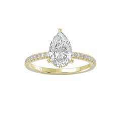 14K YELLOW GOLD 2 3/4CT ROUND/PEAR DIAMOND LADIES RING (CENTER STONE PEAR DIAMOND 2CT)