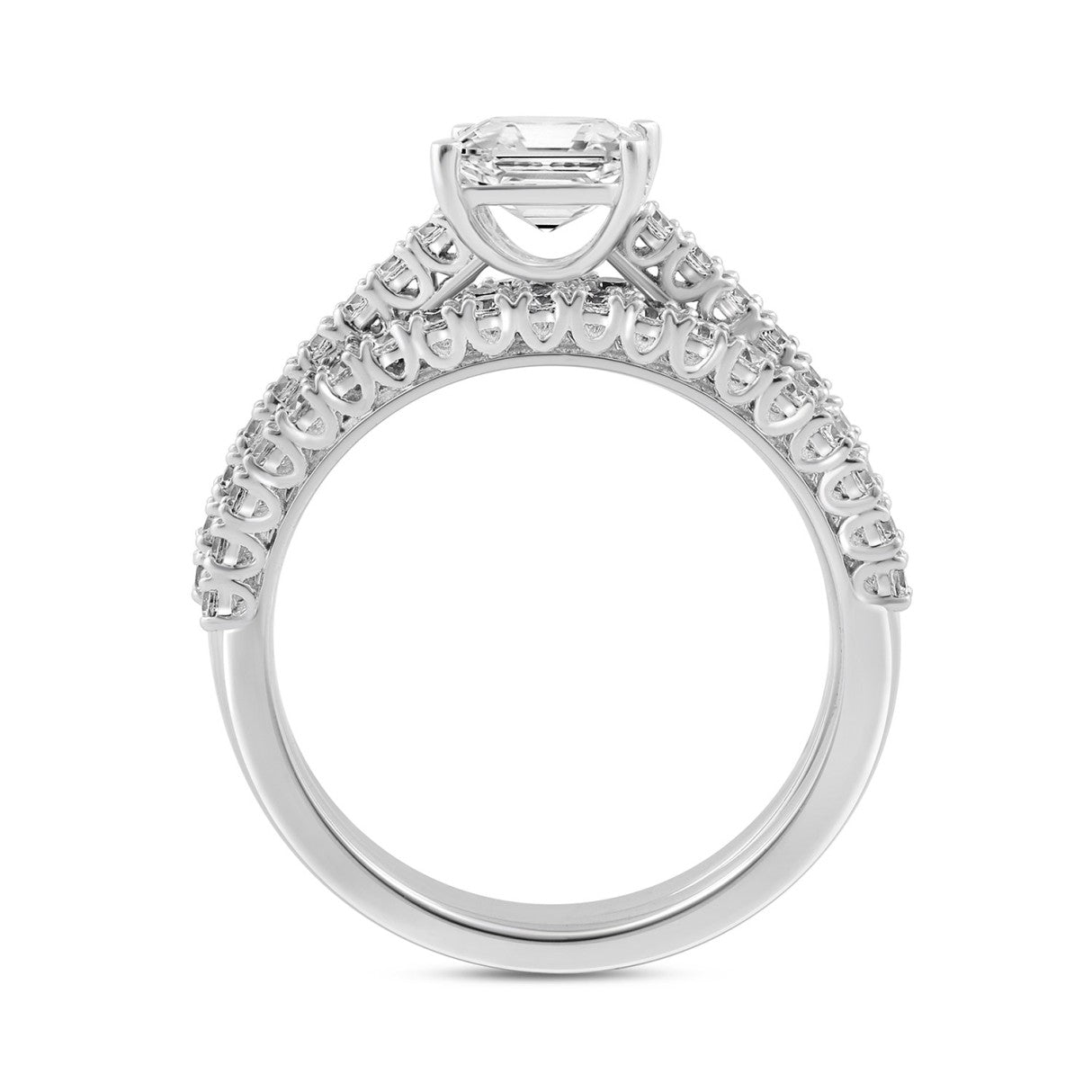 14K WHITE GOLD 1 3/4CT ROUND/PRINCESS DIAMOND LADIES BRIDAL SET