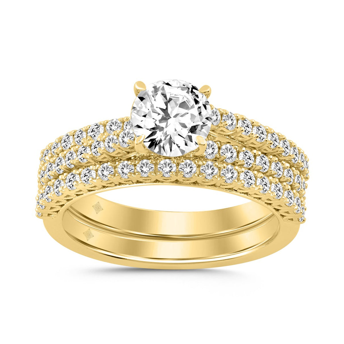 14K YELLOW GOLD 1 3/4CT ROUND DIAMOND BRIDAL SET (CENTER STONE ROUND DIAMOND 1CT)