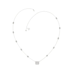 14K WHITE GOLD 2 1/4CT ROUND/EMERALD DIAMOND LADIES NECKLACE