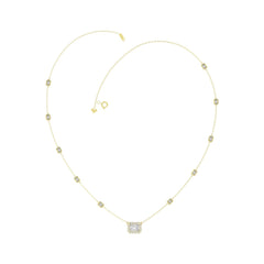 14K YELLOW GOLD 2 1/4CT ROUND/EMERALD DIAMOND LADIES NECKLACE