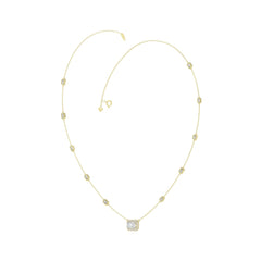 14K YELLOW GOLD 2 1/4CT ROUND/EMERALD DIAMOND LADIES NECKLACE