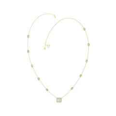 14K YELLOW GOLD 2 1/4CT ROUND/EMERALD DIAMOND LADIES NECKLACE