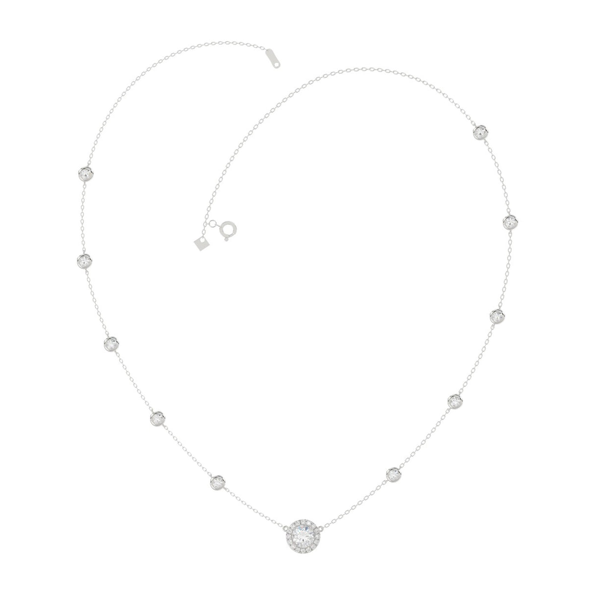 14K WHITE GOLD 2 1/4CT ROUND DIAMOND LADIES NECKLACE
