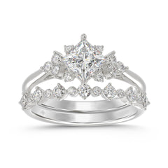 14K WHITE GOLD 1 1/2CT ROUND DIAMOND BRIDAL SET (CENTER STONE PRINCESS DIAMOND 1CT)