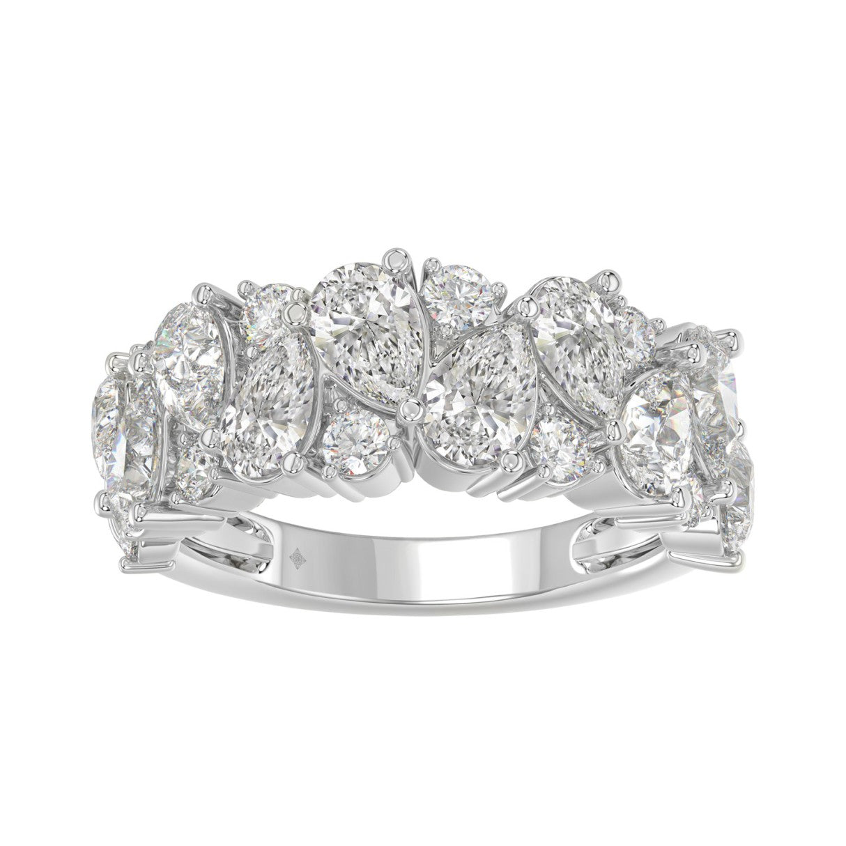 10K WHITE GOLD 3.00CT ROUND/PEAR DIAMOND LADIES RING