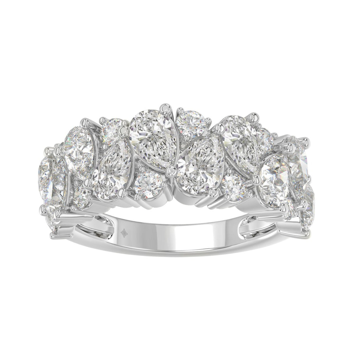 10K WHITE GOLD 3.00CT ROUND/PEAR DIAMOND LADIES RING