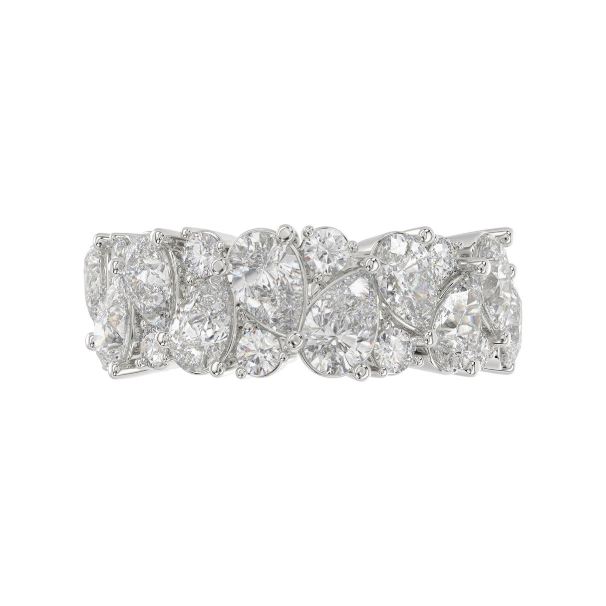 10K WHITE GOLD 3.00CT ROUND/PEAR DIAMOND LADIES RING