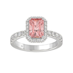 ETERNAL BLUSH COLLECTION 14K WHITE GOLD 4.00CT ROUND/RADIANT DIAMOND LADIES RING (CENTER STONE PINK RADIANT DIAMOND 3.00CT)