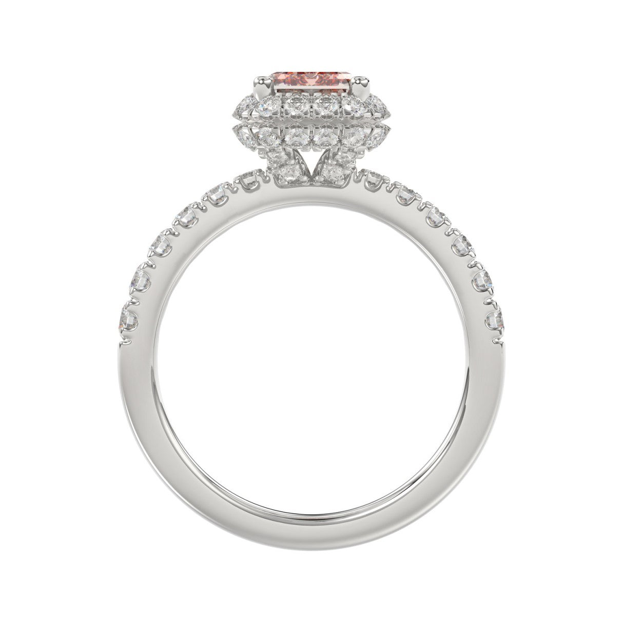 ETERNAL BLUSH COLLECTION 14K WHITE GOLD 4.00CT ROUND/RADIANT DIAMOND LADIES RING (CENTER STONE PINK RADIANT DIAMOND 3.00CT)