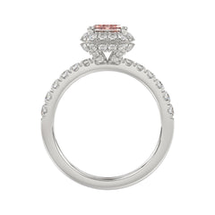 ETERNAL BLUSH COLLECTION 14K WHITE GOLD 4.00CT ROUND/RADIANT DIAMOND LADIES RING (CENTER STONE PINK RADIANT DIAMOND 3.00CT)