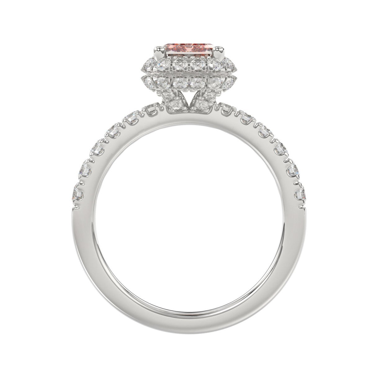 ETERNAL BLUSH COLLECTION 14K WHITE GOLD 4.00CT ROUND/RADIANT DIAMOND LADIES RING (CENTER STONE PINK RADIANT DIAMOND 3.00CT)