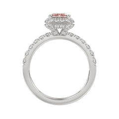 ETERNAL BLUSH COLLECTION 14K WHITE GOLD 4.00CT ROUND/RADIANT DIAMOND LADIES RING (CENTER STONE PINK RADIANT DIAMOND 3.00CT)
