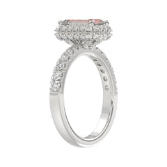 ETERNAL BLUSH COLLECTION 14K WHITE GOLD 4.00CT ROUND/RADIANT DIAMOND LADIES RING (CENTER STONE PINK RADIANT DIAMOND 3.00CT)