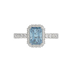 14K WHITE GOLD 1.00CT ROUND/RADIANT DIAMOND LADIES RING (CENTER STONE BLUE RADIANT DIAMOND 3.00CT)