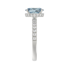 14K WHITE GOLD 2 1/2CT ROUND/OVAL DIAMOND LADIES RING (CENTER STONE BLUE OVAL DIAMOND 2CT)