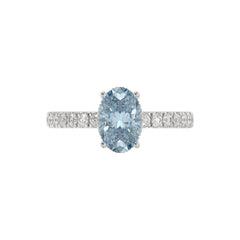 14K WHITE GOLD 2 1/2CT ROUND/OVAL DIAMOND LADIES RING (CENTER STONE BLUE OVAL DIAMOND 2CT)