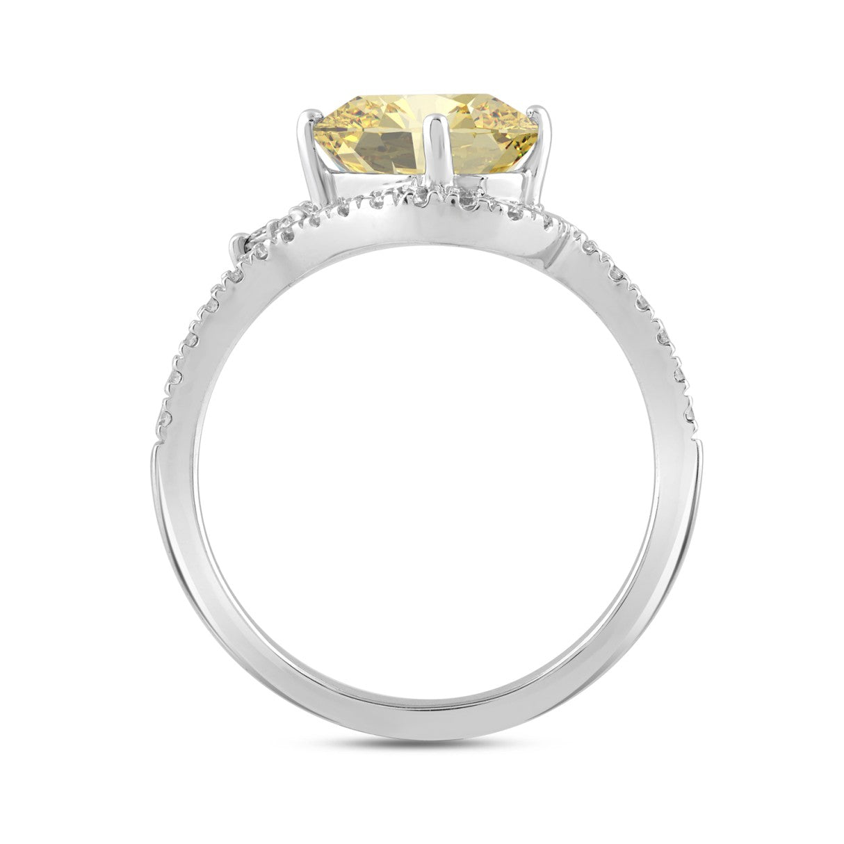 14K WHITE GOLD 2 1/4CT ROUND/MARQUISE/OVAL DIAMOND LADIES RING (CENTER STONE YELLOW OVAL DIAMOND 1 1/2CT)