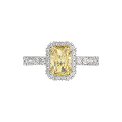 14K WHITE GOLD 1.00CT ROUND/YELLOW RADIANT DIAMOND LADIES RING (CENTER STONE YELLOW RADIANT DIAMOND 3.00CT)