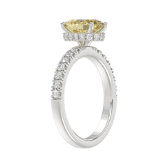14K WHITE GOLD 2 1/2CT ROUND/YELLOW OVAL DIAMOND LADIES RING (CENTER STONE 2.00CT)