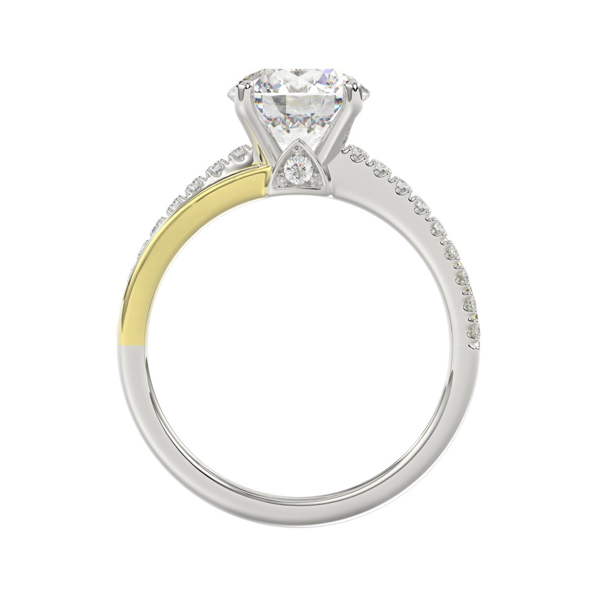 14K WHITE/YELLOW GOLD 2 1/4CT ROUND DIAMOND LADIES RING (CENTER STONE ROUND DIAMOND 2CT)