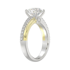14K WHITE/YELLOW GOLD 2 1/4CT ROUND DIAMOND LADIES RING (CENTER STONE ROUND DIAMOND 2CT)