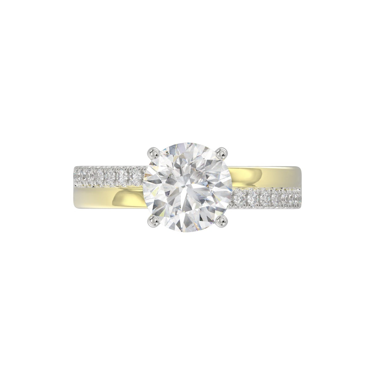 14K WHITE/YELLOW GOLD 2 1/4CT ROUND DIAMOND LADIES RING (CENTER STONE ROUND DIAMOND 2CT)