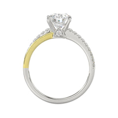14K WHITE/YELLOW GOLD 2 1/4CT ROUND/OVAL DIAMOIND LADIES RING (CENTER STONE OVAL DIAMOND 2CT)