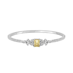 14K WHITE GOLD 3 1/4CT ROUND/PEAR/MARQUISE/YELLOW RADIANT DIAMOND LADIES BANGLE (CENTER STONE YELLOW RADIANT DIAMOND 1 1/2CT)