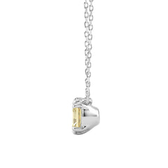 14K WHITE GOLD 1.00CT CUSHION YELLOW DIAMOND LADIES PENDANT