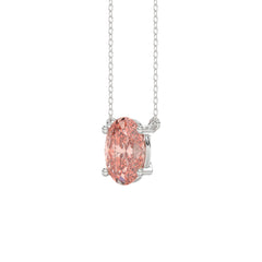 ETERNAL BLUSH COLLECTION 14K WHITE GOLD 1.00CT OVAL PINK DIAMOND LADIES NECKLACE
