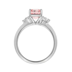 ETERNAL BLUSH COLLECTION 14K WHITE GOLD 2 1/2CT ROUND/MARQUISE/PEAR/PINK RADIANT DIAMOND LADIES RING (CENTER STONE PINK RADIANT DIAMOND 2CT)